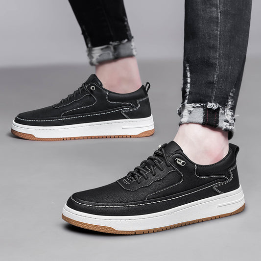 Men's Board Spring Handmade Cowhide Green Fashionable Sneakers