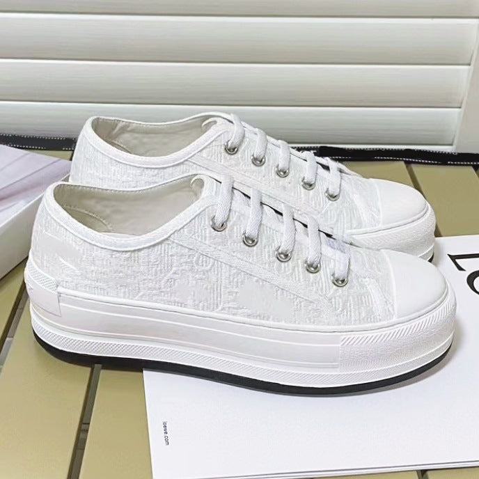 Women's Letter Embroidered Classic Electric Thick Bottom Canvas Shoes