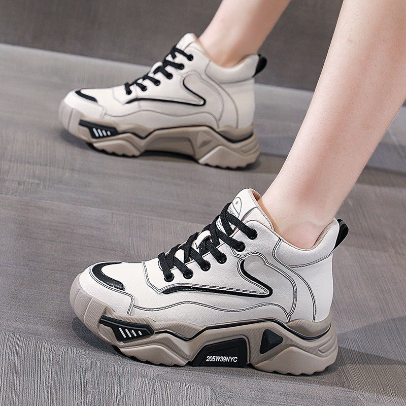 Women's Thick-soled Korean Fashionable Genuine Dad Lightweight Sneakers