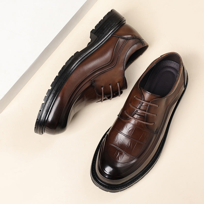 Men's Business Genuine Platform Formal Pure Cowhide Leather Shoes