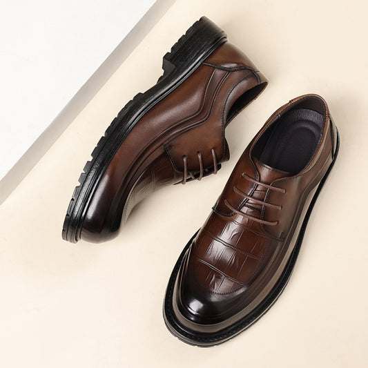 Men's Business Genuine Platform Formal Pure Cowhide Leather Shoes