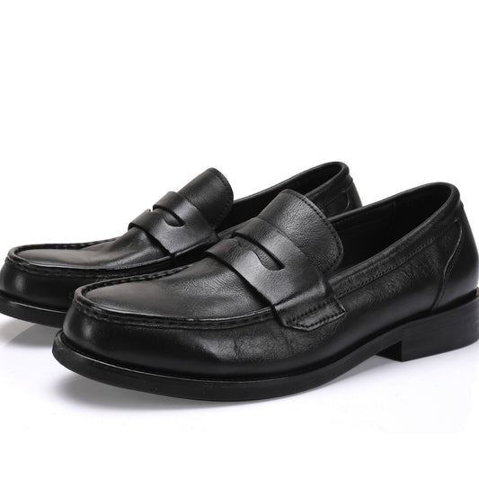 Men's Winter Rubber Outsole Slip-on Business Formal Wear Leather Shoes