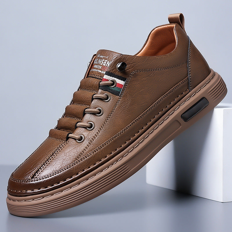 Men's Cowhide Soft Bottom Trendy Daily Sneakers