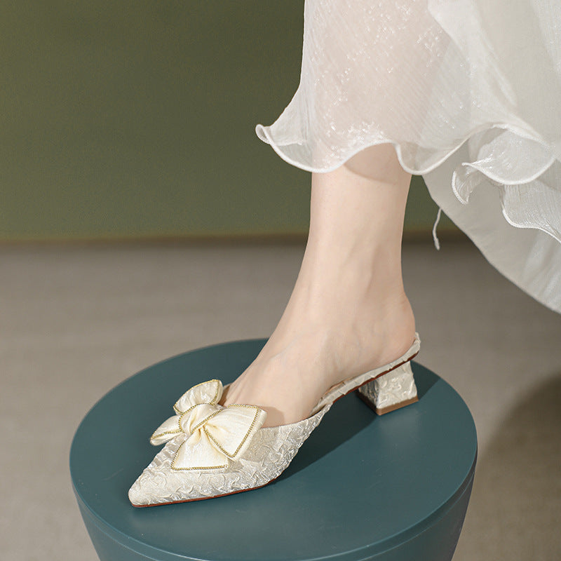 Women's Closed Toe Half Outer Wear Summer Heels