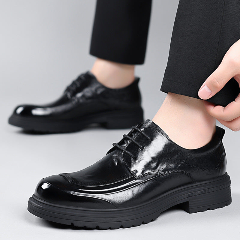 Men's Business Autumn Fashion Comfortable Big Head Leather Shoes