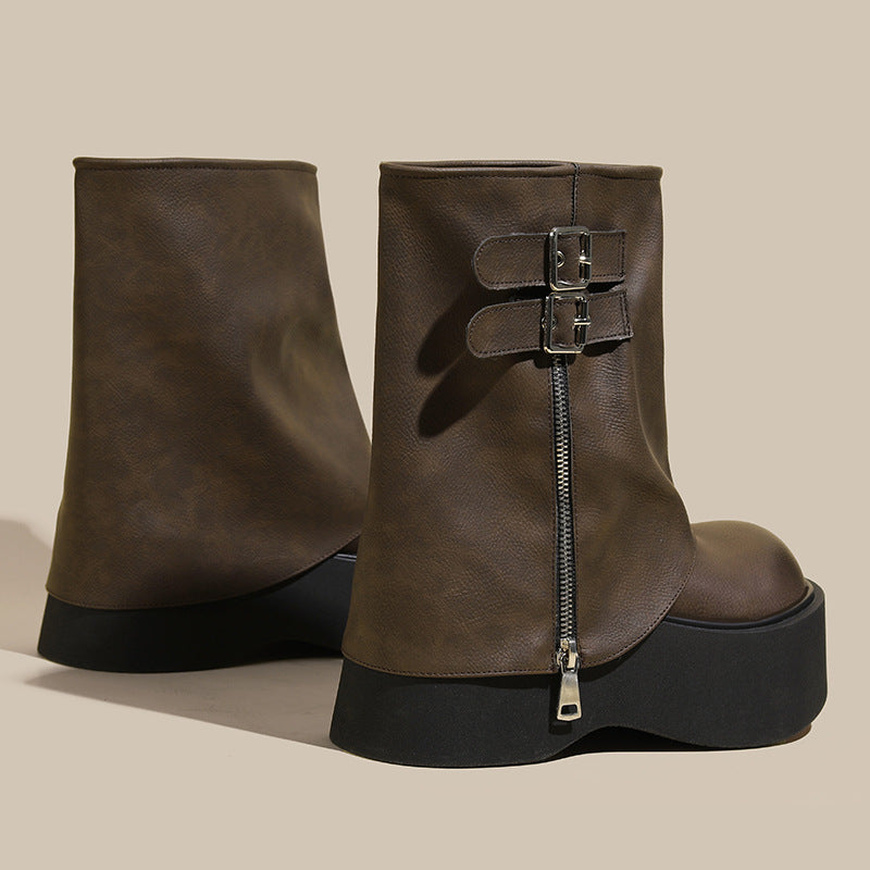Women's Straight Pants Pipe Knee-high Chunky Platform Boots