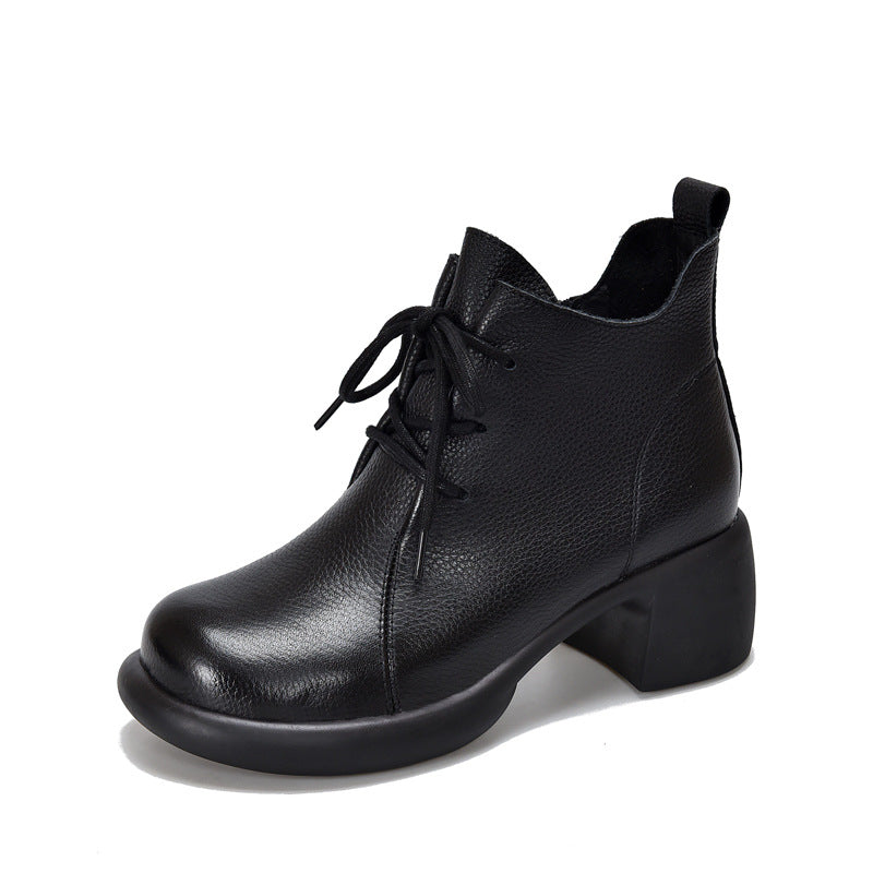 Women's Size Round Head Chunky Short First Boots