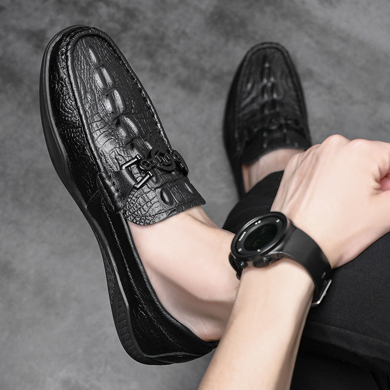 Men's First Layer Cowhide Slip On Slip-on Men's Shoes
