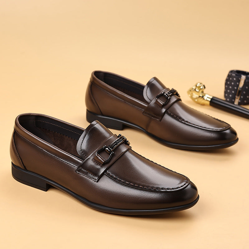 Men's Light Luxury Top Layer Cowhide Lightweight British Loafers