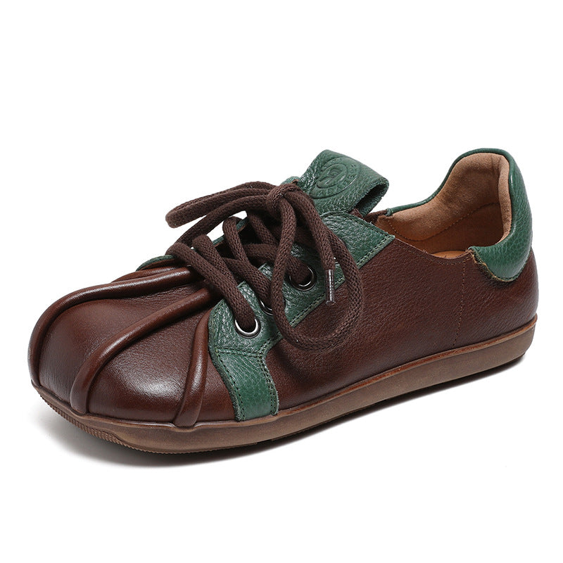 Women's Spring Retro Ethnic Style Color Matching Flat Mom Loafers