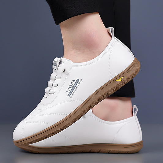 Men's Breathable Soft Bottom White Slip-on Lazy Leather Shoes