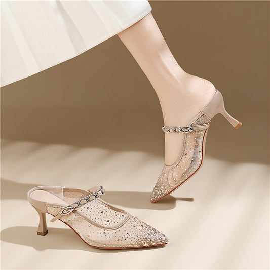 Women's With Skirt Rhinestone Mary Jane Breathable Mesh Women's Shoes