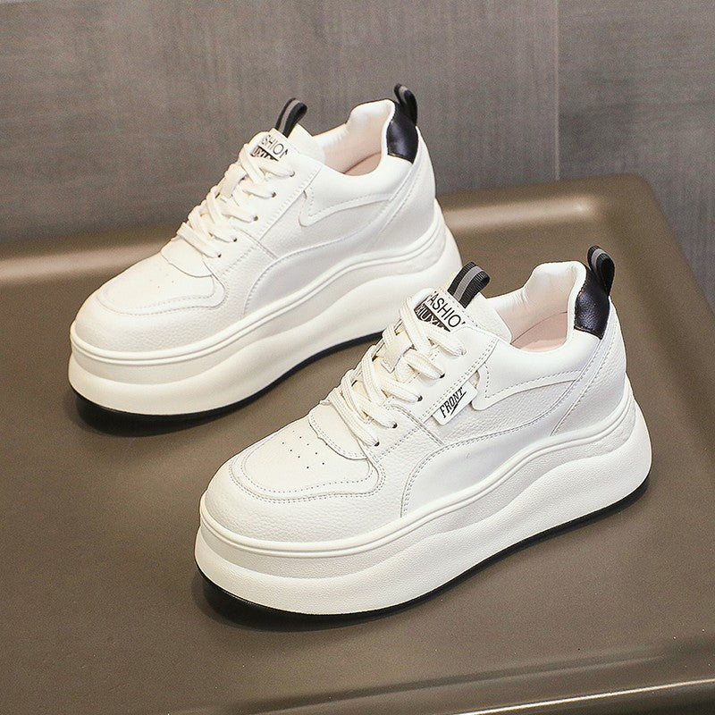 Women's Thick Bottom Hidden White Spring Small Heels