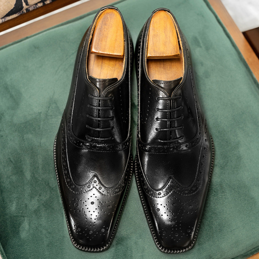 Men's Lining Business Formal Wear British Square Toe Leather Shoes
