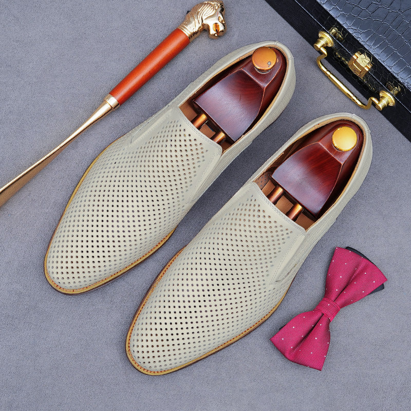 Men's Summer Hollow Business Genuine Comfortable Soft Leather Shoes
