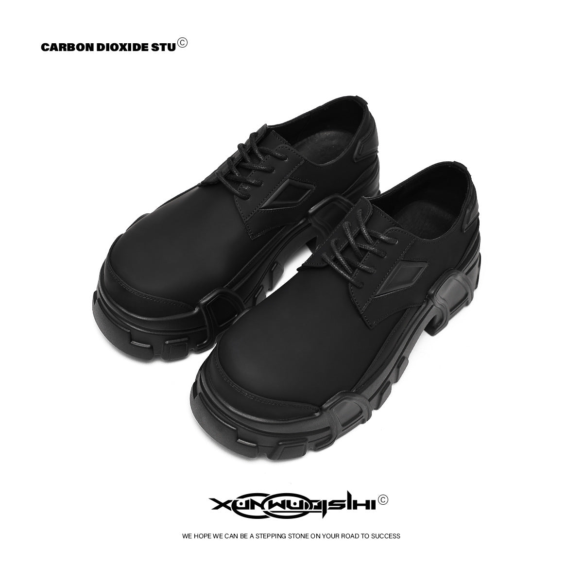 Big Head Fashion Black Ankle Thick Sole Height Leather Shoes