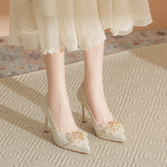 Women's Satin Wedding Bridal Dress Two-way Waterproof Platform Women's Shoes
