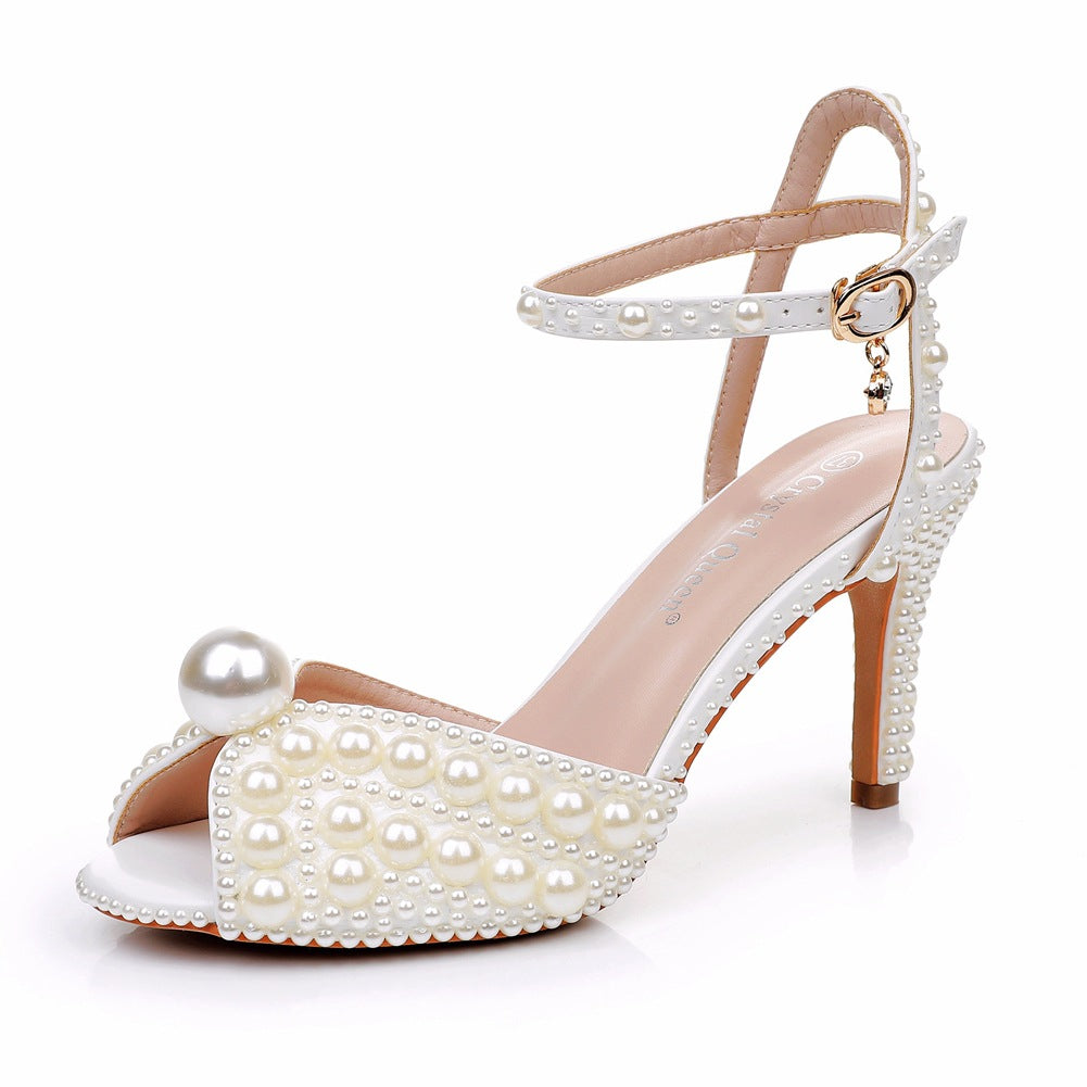 Hollow Shallow Mouth Buckle Plus Size Round Heels