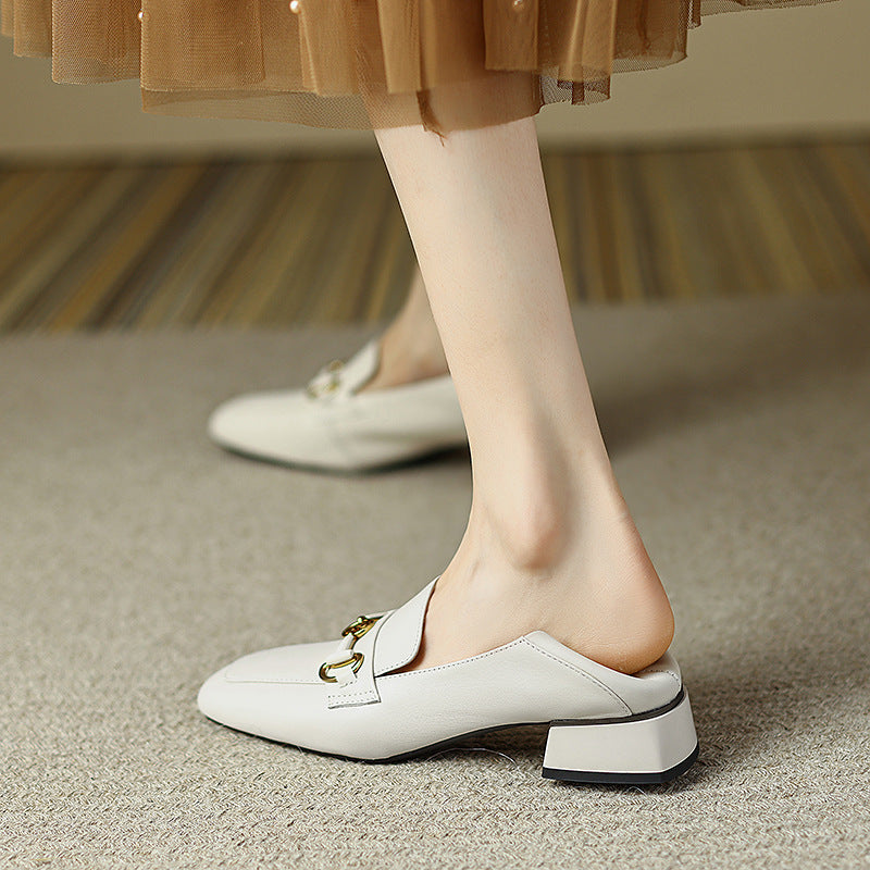 Women's Versatile Single-layer Chunky British Mid One Women's Shoes