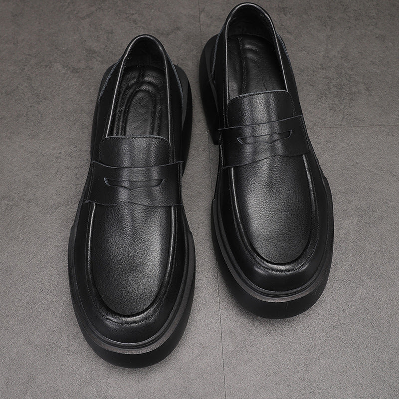 Men's White Slip-on Fashion Raise The Bottom Lazy Korean Loafers