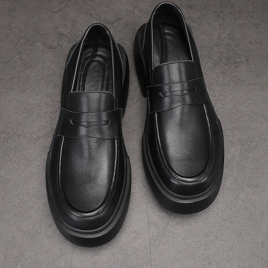 Men's White Slip-on Fashion Raise The Bottom Lazy Korean Loafers