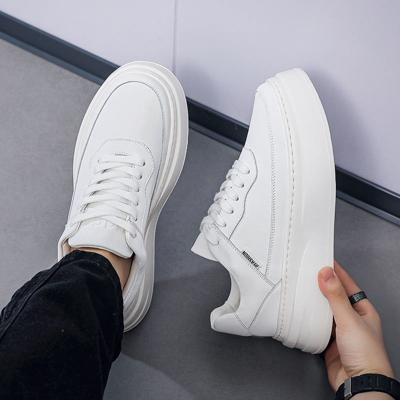 Men's Thick-soled Breathable Thin White Height Increasing Sneakers