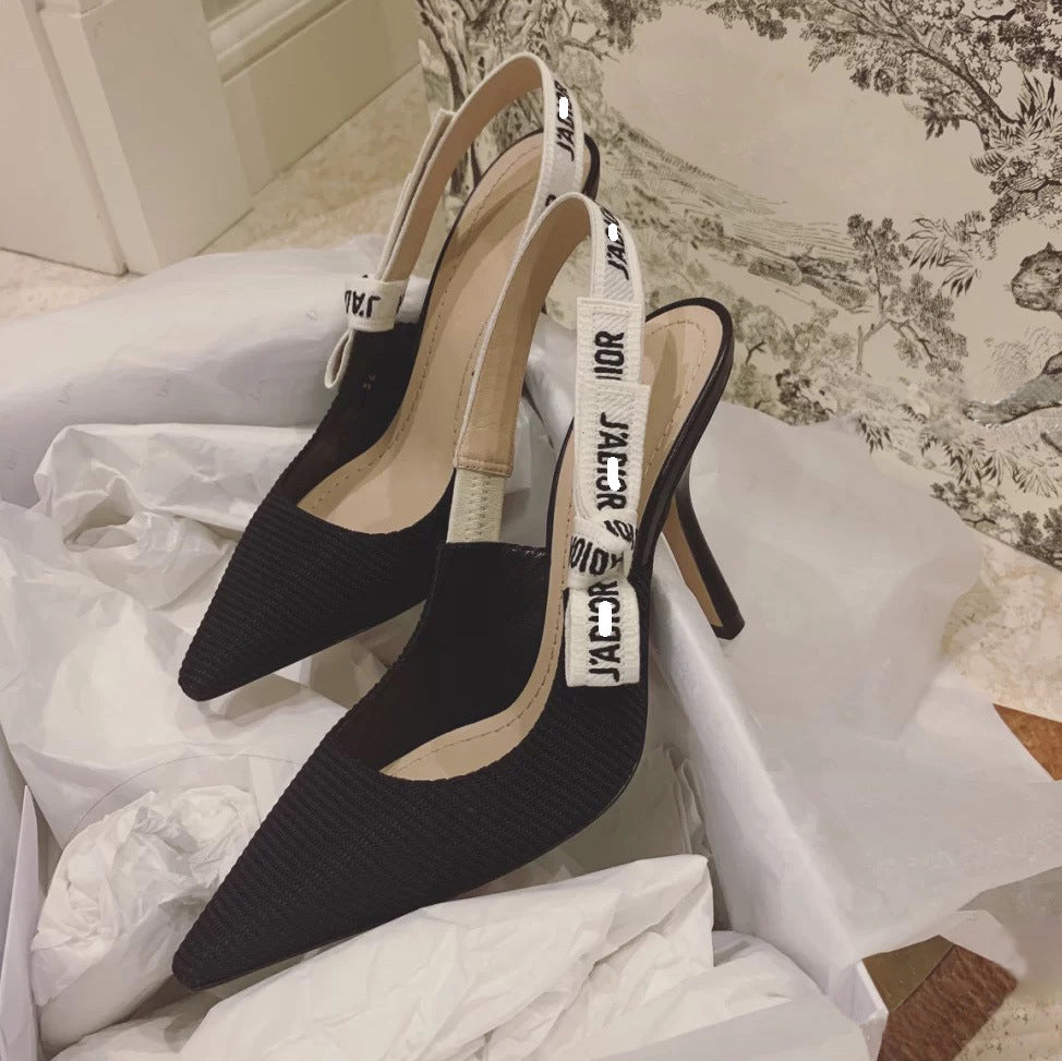 Women's Summer Bow Pointed Shallow Mouth Backstrap Heels