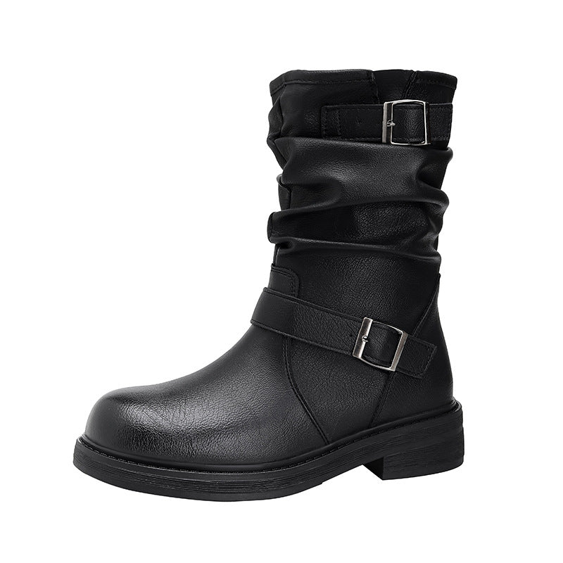 Retro Western Skinny Belt Buckle Joker Boots