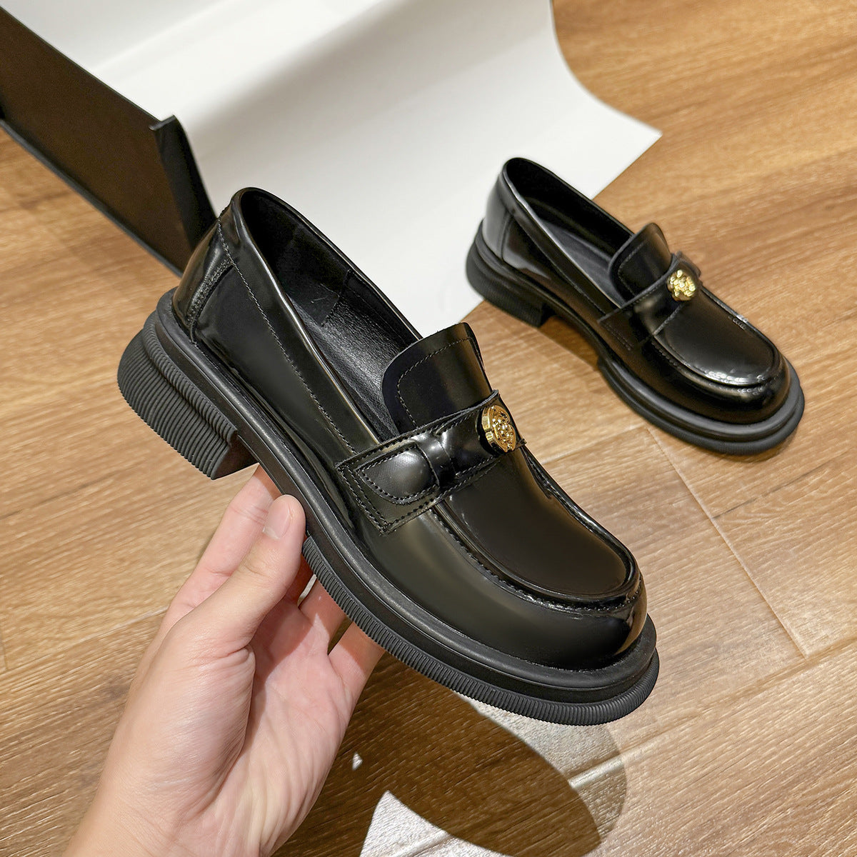 Mom Spring British Style Small Gold Casual Shoes