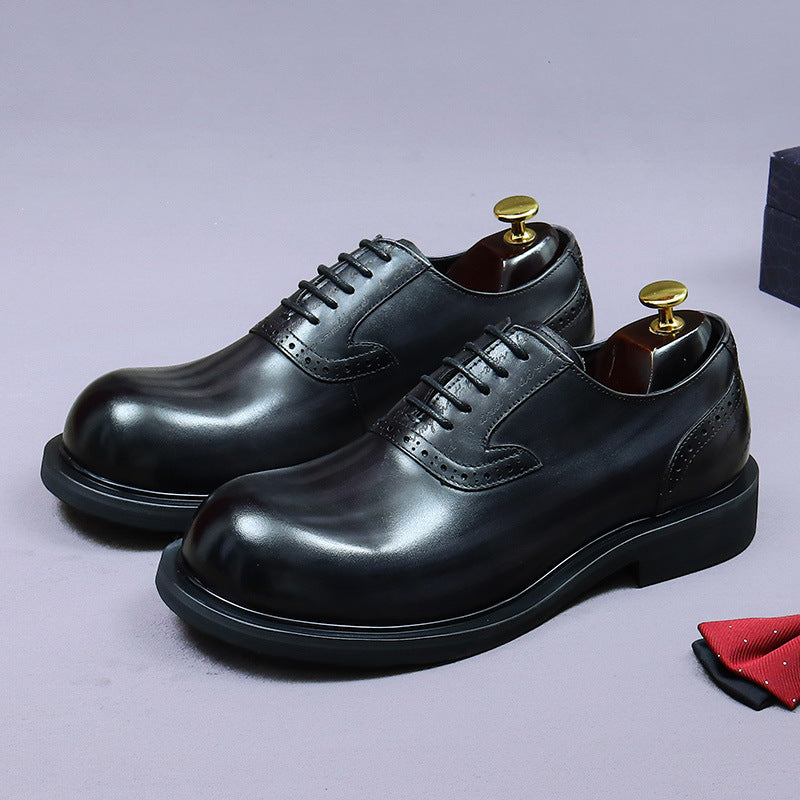 Men's Head British Style Business Formal Wear Cowhide Leather Shoes