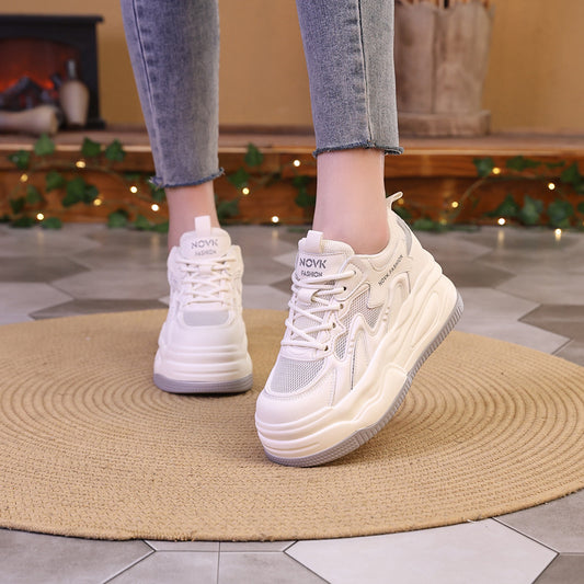Thick Bottom Mesh Elevator Breathable Lightweight Casual Shoes