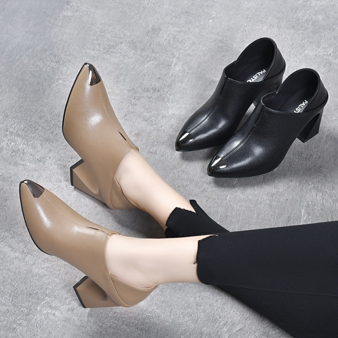 Women's Genuine Pointed High Korean Temperament Wild Women's Fashion Shoes