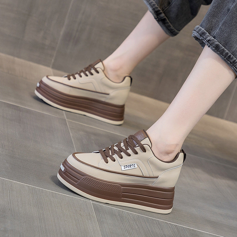 Women's Korean Style Thick Bottom Hidden White Wedge Women's Sports Shoes