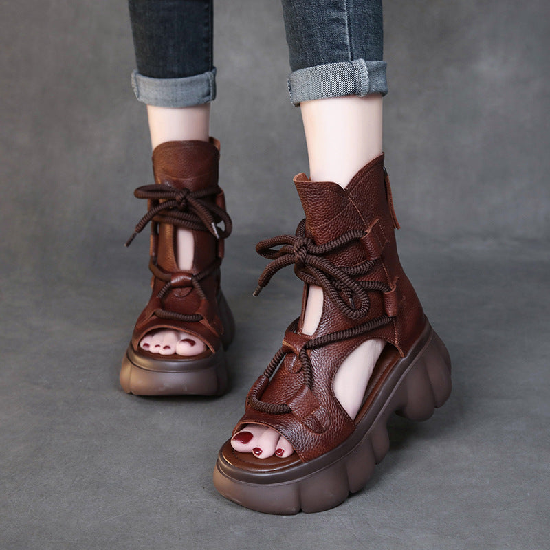 Women's Platform Roman Open Toe Peep Side Sandals