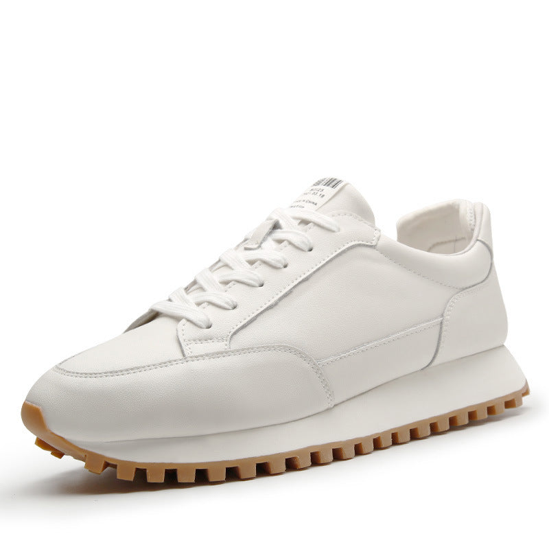 Men's Thick-soled Korean Fashion White Stylish Sneakers
