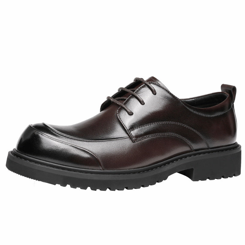 Men's Big Head Retro Lace Up Derby Leather Shoes