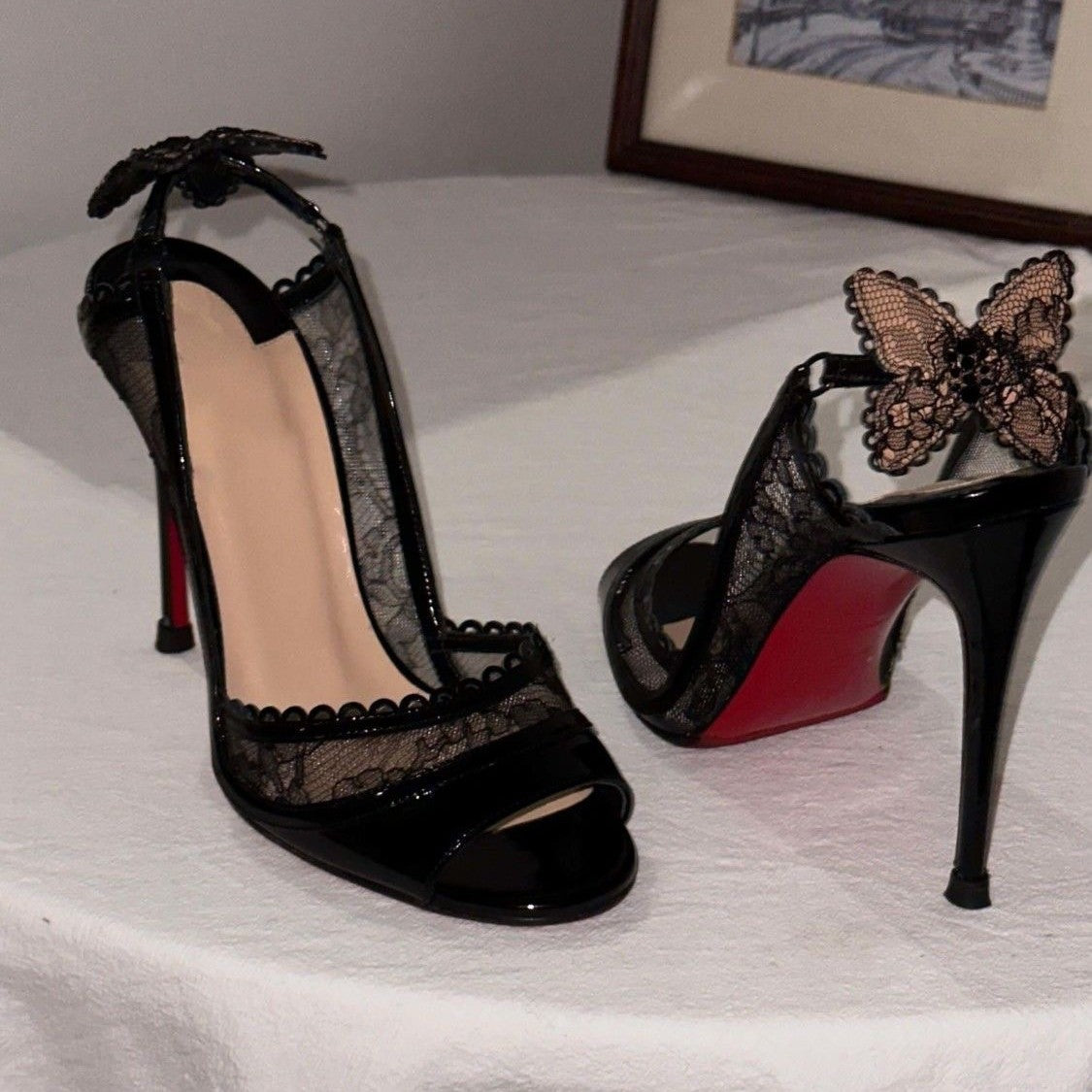 Women's Lace Red High Stiletto Hollow Sexy Heels
