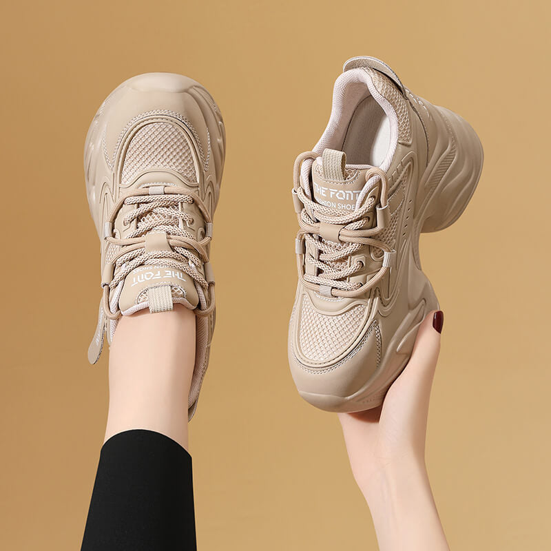 Women's Black Daddy Height Increasing Four Travel Sneakers