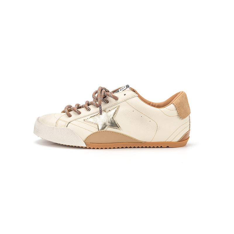 Women's Height Increasing Insole Younger White Distressed Style Sneakers