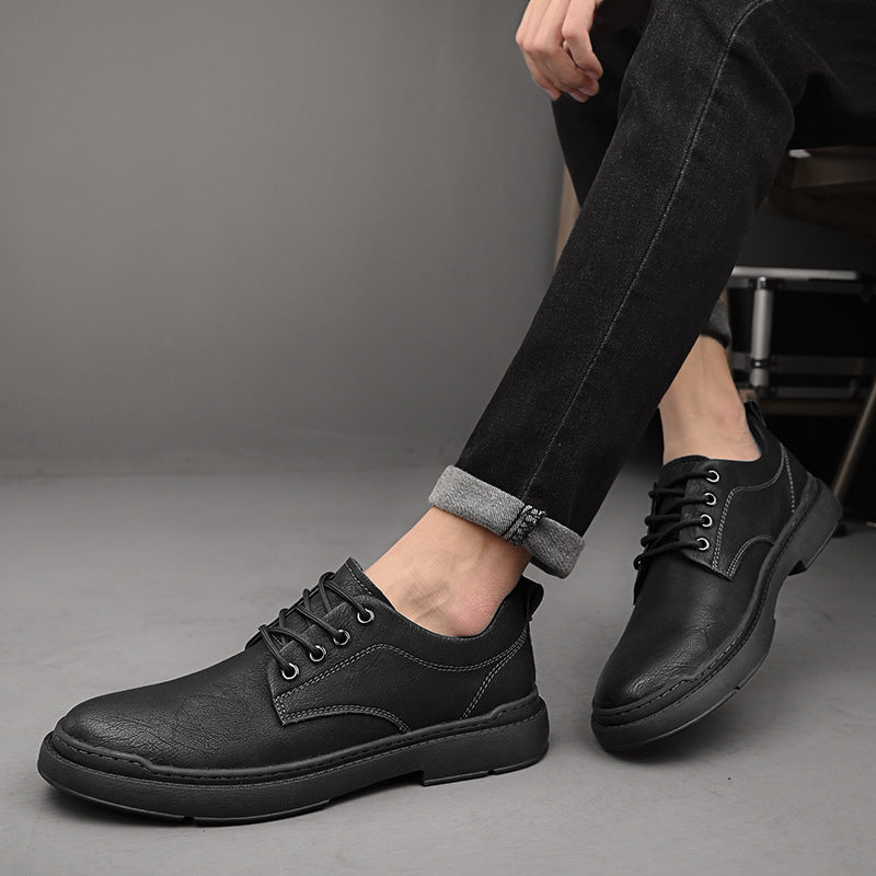 Men's Soft Bottom Green Retro Low Top Leather Shoes