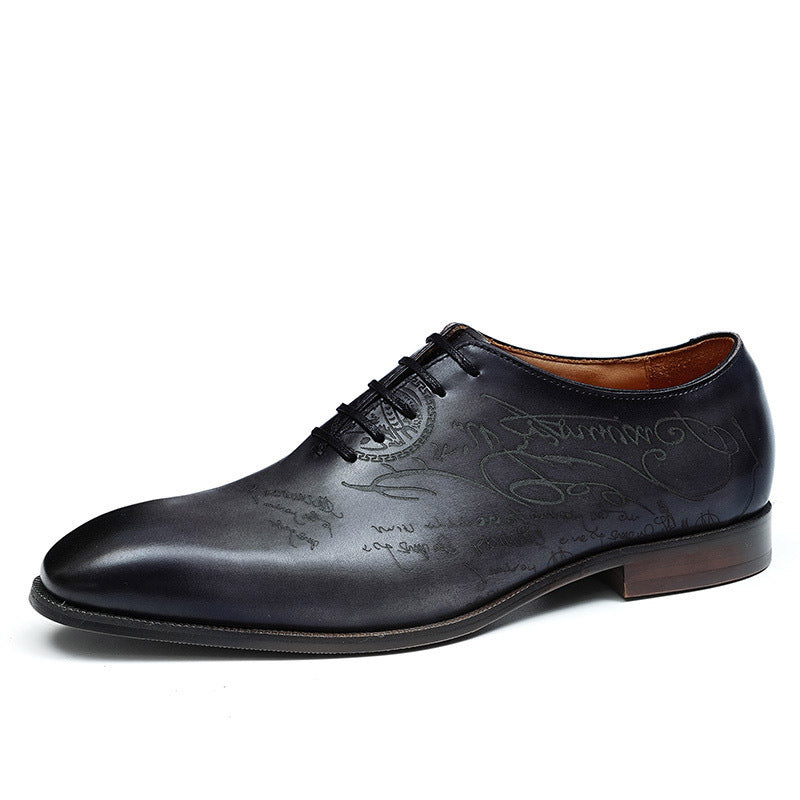 Italian Carved Genuine England Style Formal Wear Pointed Men's Business Leather Shoes