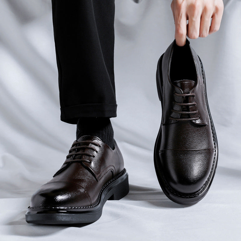 Men's Business Handmade Platform Hight Increasing British Style Men's Casual Leather Shoes