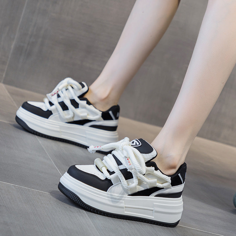 Women's Autumn Versatile White Genuine Elevator Thick Casual Shoes