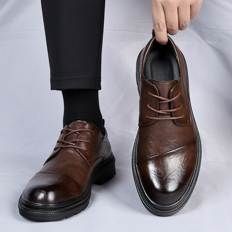 Men's British Style Business Formal Bridegroom Wedding Waterproof Leather Shoes