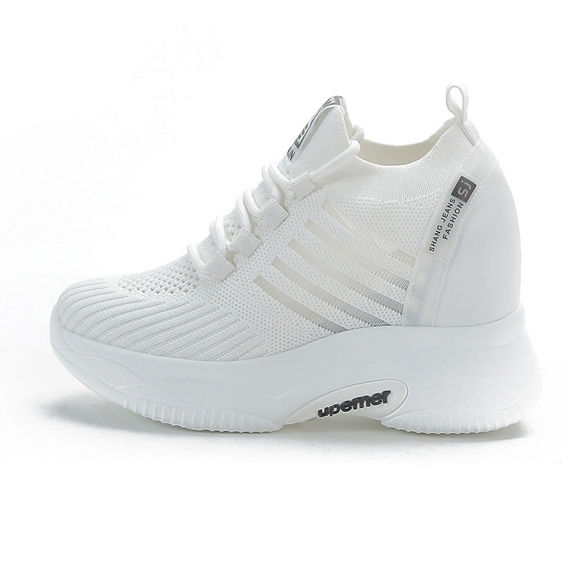Women's Platform Height Increasing Insole White Mesh Men's Shoes