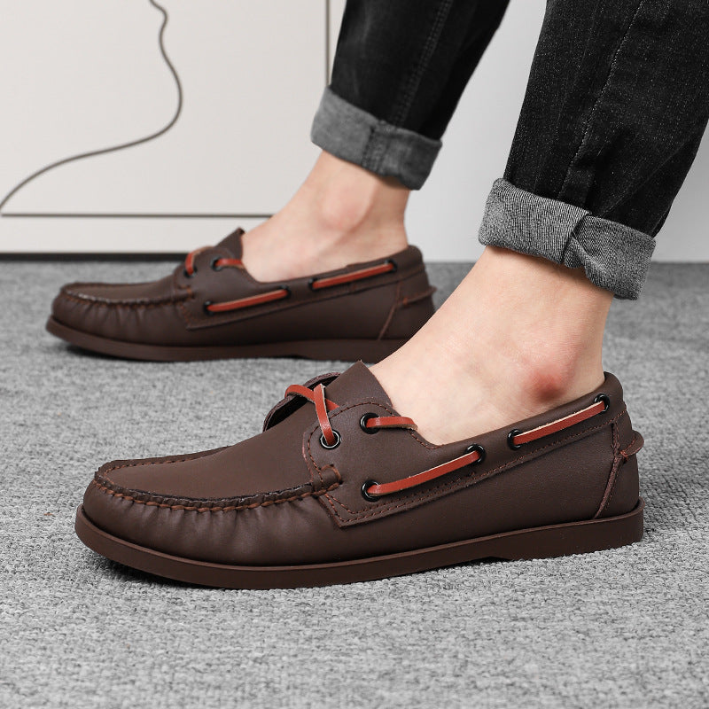Men's Plus Size Boat Korean Fashionable Driving Leather Shoes
