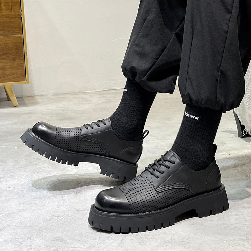 Big Head Round Hollow Out Tied Casual Shoes