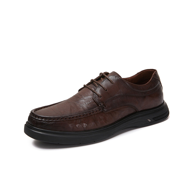 Men's Clutch Pattern Cowhide Thick Sole Comfortable Leather Shoes
