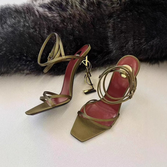 Women's Letter Elegant Cross Open Toe Stilettos Sexy Sandals