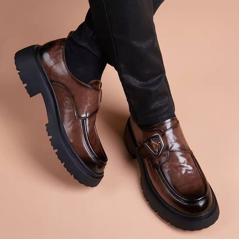 Men's Winter Breathable Business Formal Slip-on Platform Men's Casual Leather Shoes